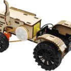Side view of StemWizz Vintage Tractor kit showing STEM gears, motor and drive shaft mechanism”