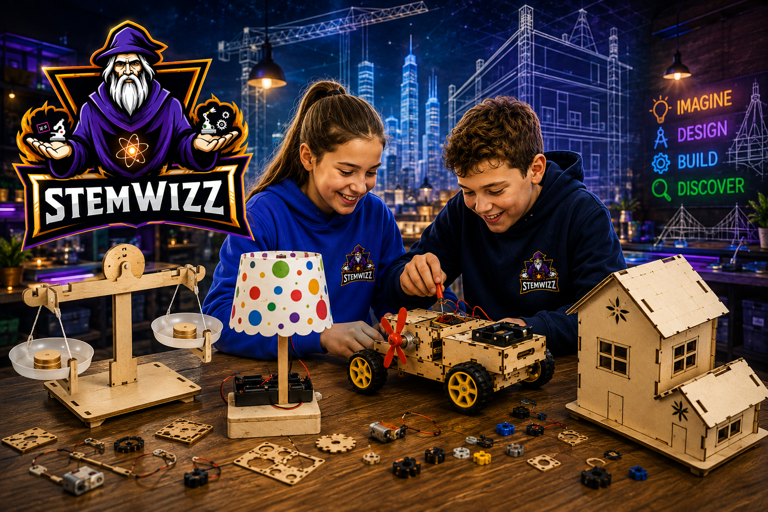 STEM Wizz students building a robot car